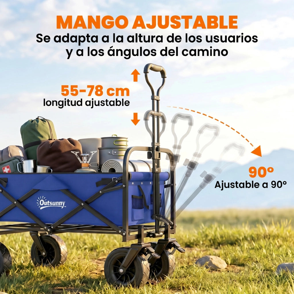 Carrello da Giardino Pleghevole ¨C zephmum ¨C Blu Scuro, Acciaio, 100 kg