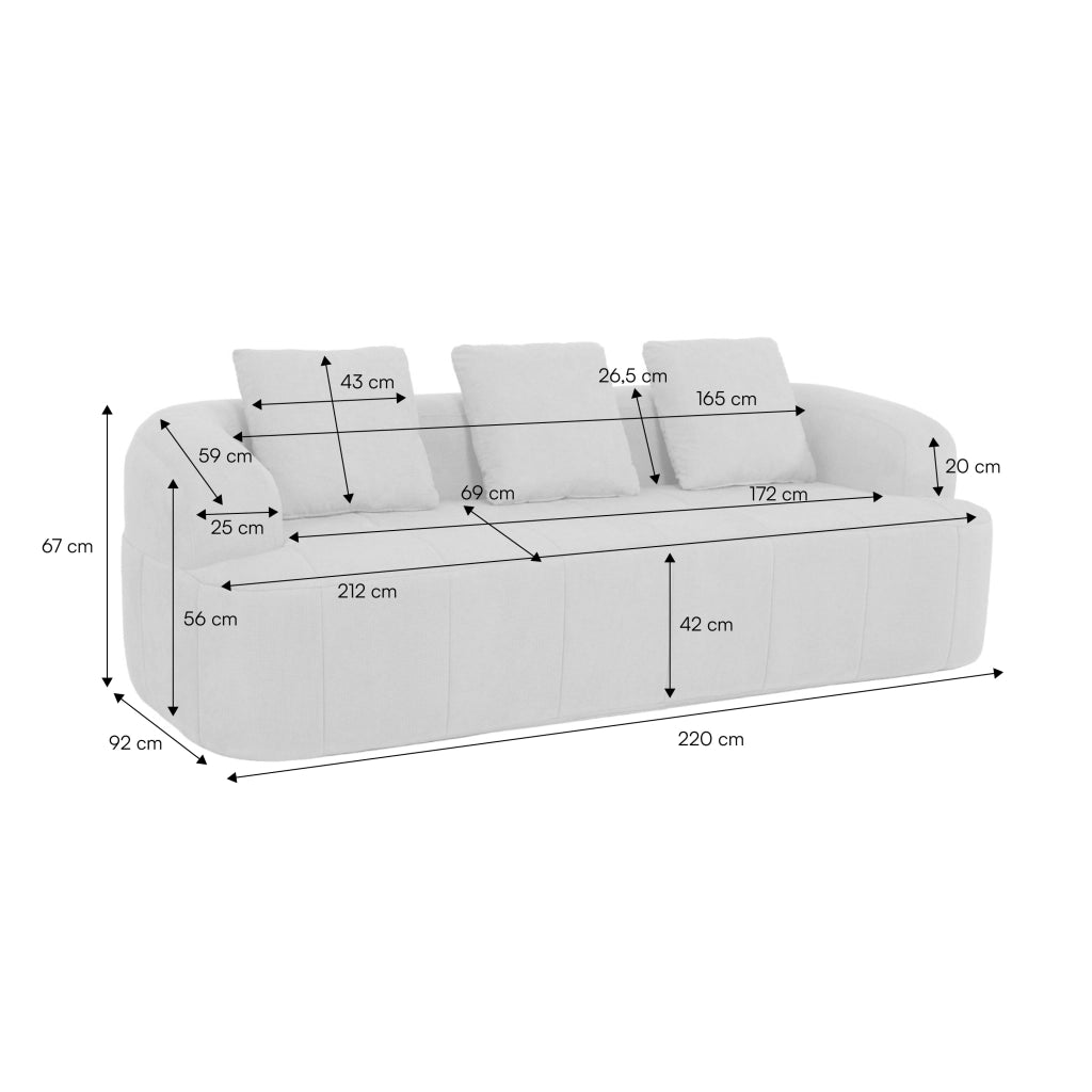 Divano in tessuto, 3 posti, beige scuro