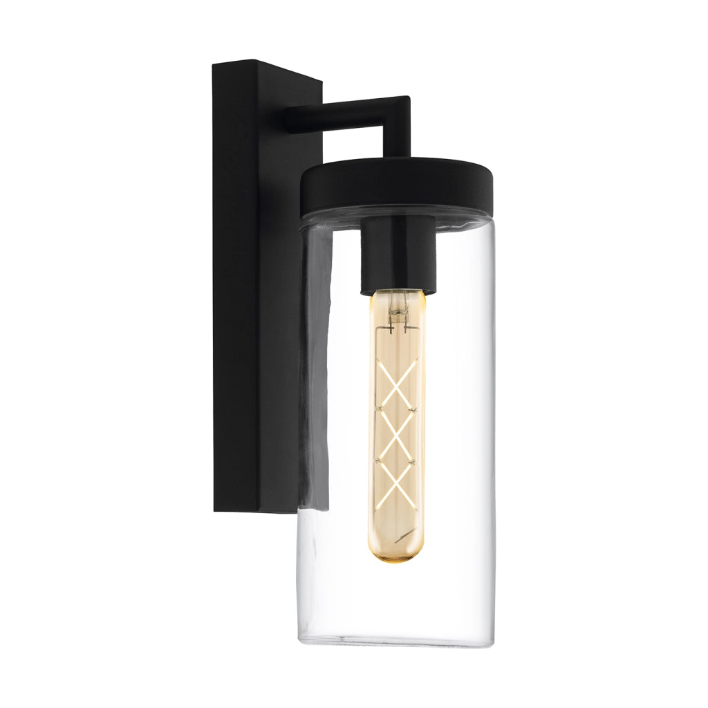 Applique Esterno Moderna Bovolone Metallo Nero Vetro Bianco 1 Luce E27