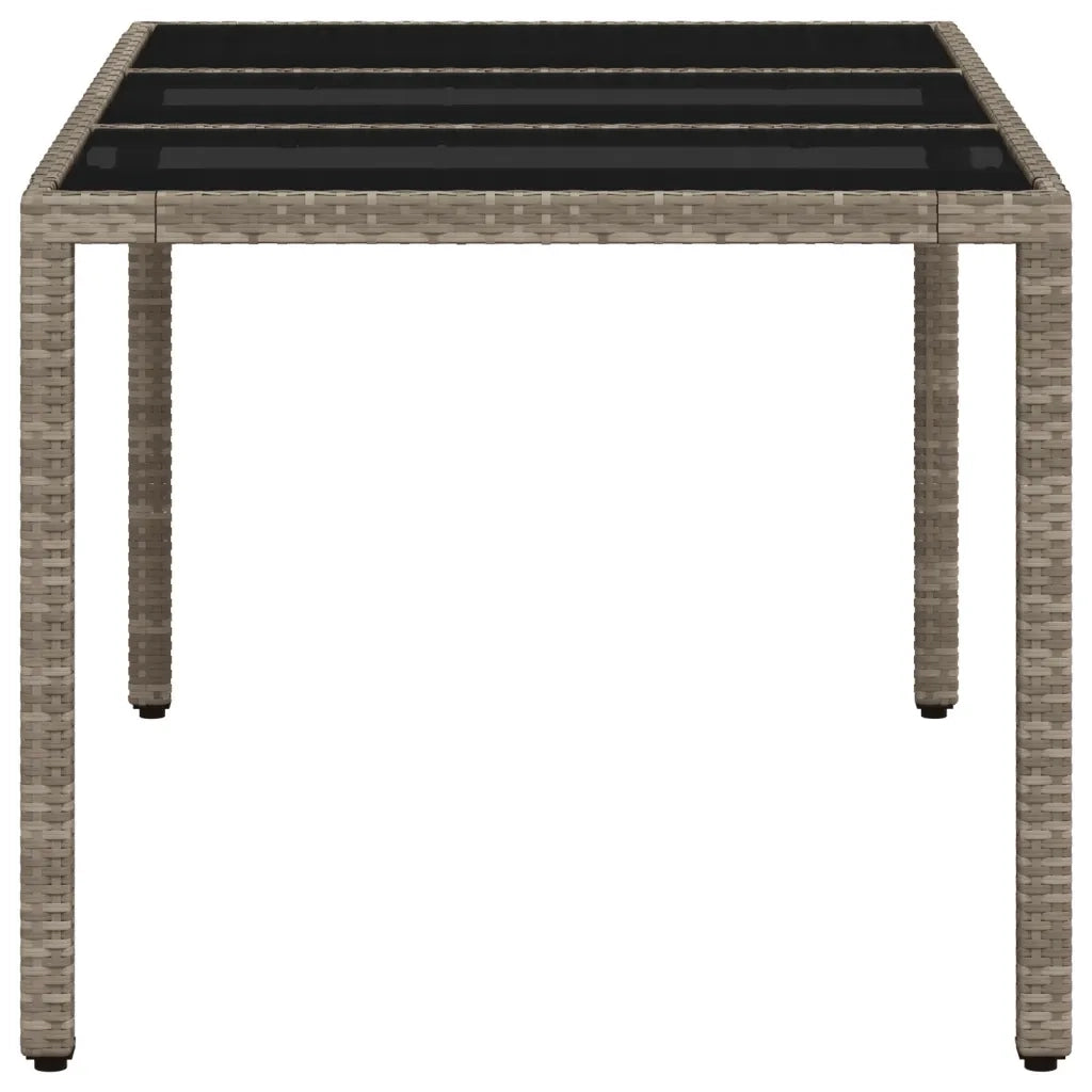 Tavolo Giardino Piano Vetro Grigio Chiaro 150x90x75 Polyrattan