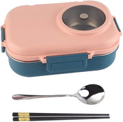 Borsa da Picnic RVS - Bento Box Termico - 3 Compartimenti - Incluso Cucchiaio/Bowl/Chopsticks - Resistente all'Acqua - Ideale per Scuola/Ufficio/Camping