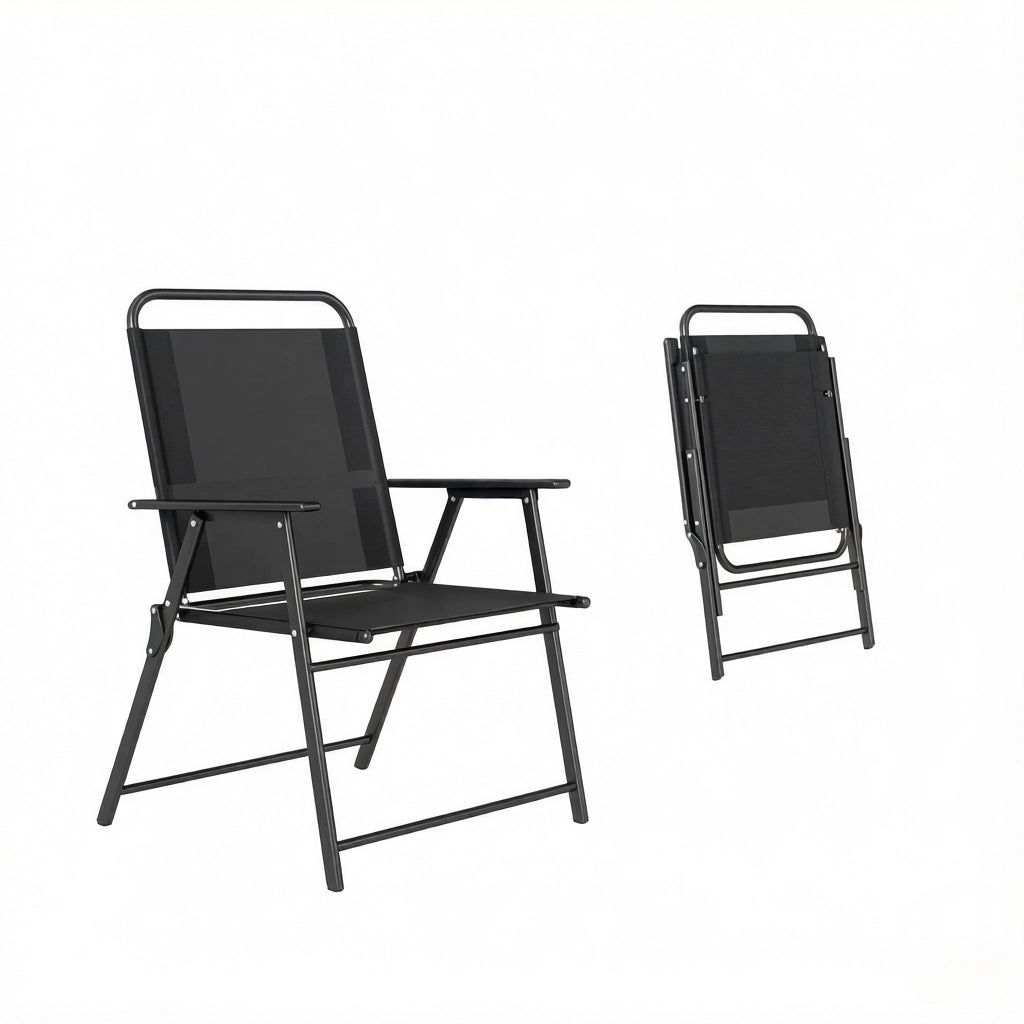 SEDIA DA GIARDINO PIEGHEVOLE Set da 4 pezzi 65x60x94 cm Nero Acciaio e Textilene