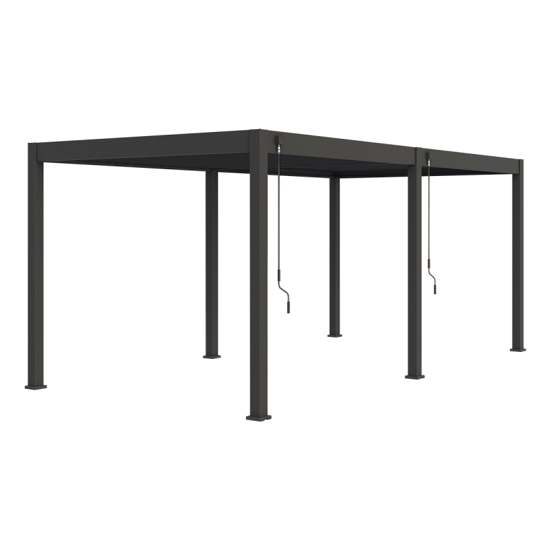 Pergola bioclimatica Ombréa autoportante VS - 3x6M Anthracite + 2 tende