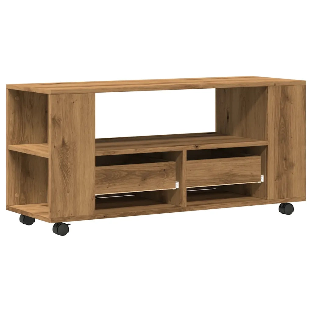 Mobile Porta TV con Ruote Artigianale 102x34,5x43 cm Truciolato 855991