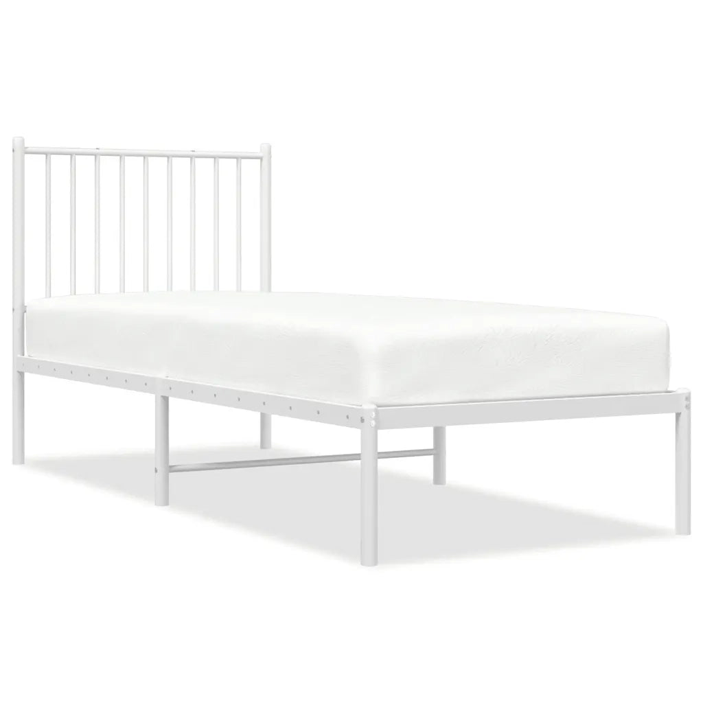 Letto singolo | Letto per adulti | Giroletto senza Materaso con Testiera Metallo Bianco 75x190 cm