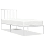Letto singolo | Letto per adulti | Giroletto senza Materaso con Testiera Metallo Bianco 75x190 cm
