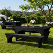 Three-piece Protective Cover Set For Beer Tables/benches, Stretch, Anthracite