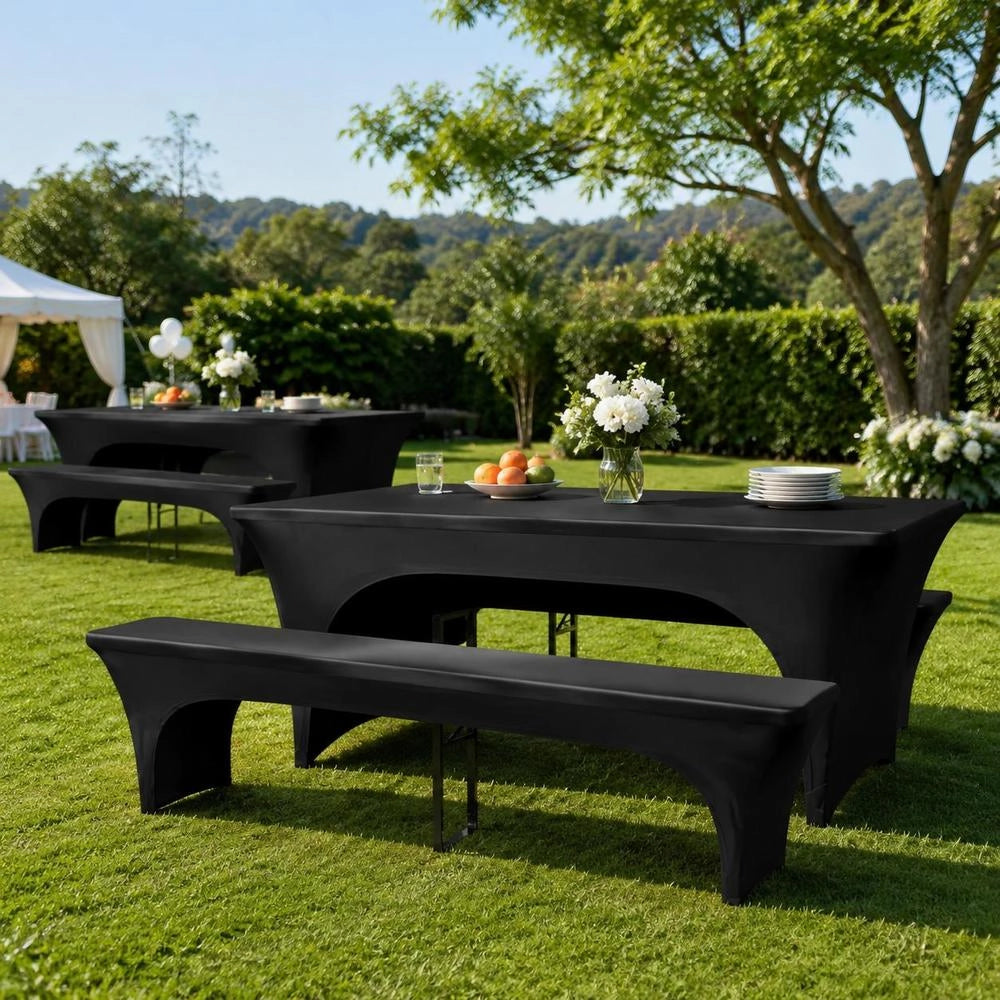 Three-piece Protective Cover Set For Beer Tables/benches, Stretch, Anthracite
