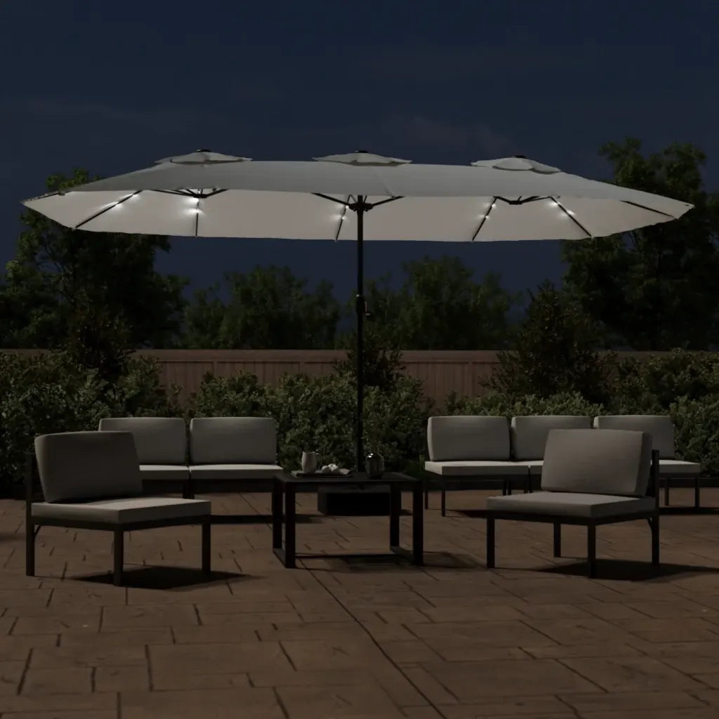 Ombrello | Parasolne a Doppia Testa con LED Bianco Sabbia 449x265 cm