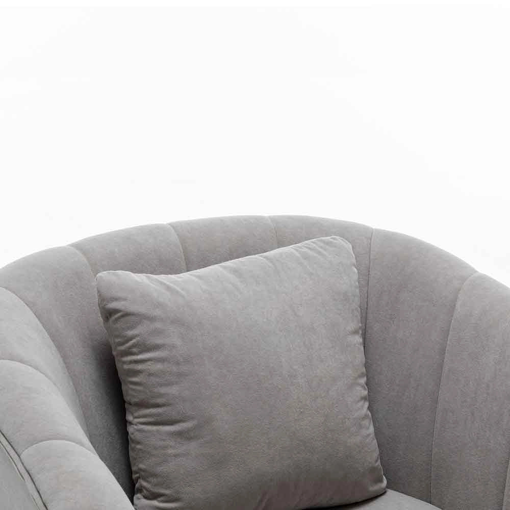 Poltrona Sedia Relax in Tessuto e Metallo Imbottita Design Moderno Grigio Oro