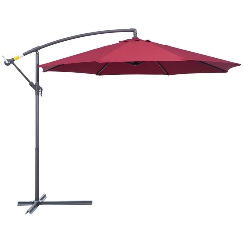 OMBRELLONE DECENTRATO DA GIARDINO IN METALLO E POLIESTERE 3 X 2.6 M BORDEAUX