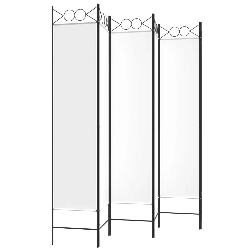 Divisorio Ambienti | Divider per stanze | Paravento a 4 Pannelli Bianco 240x200 cm Tessuto