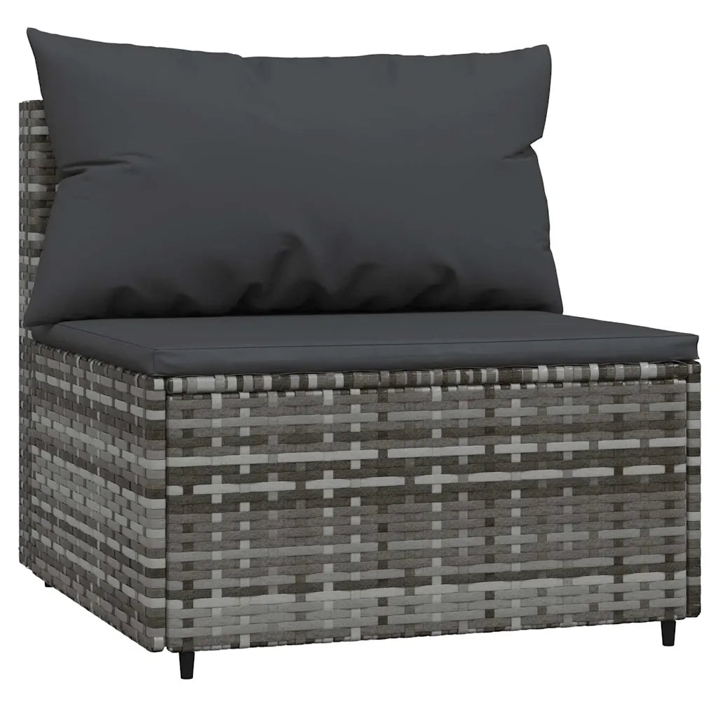 Set Divani da Giardino 4 pz | Set Salotto da Giardino con Cuscini in Polyrattan Grigio