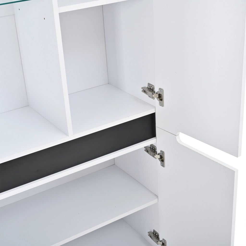Vetrina 80x35x180 cm con LED Bluetooth in MDF bianca