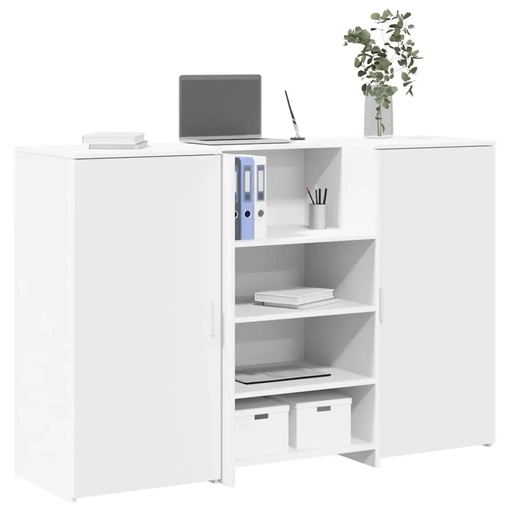 Banco Reception | Scrivania | Tavolo da Ufficio Bianco 155x50x103,5 cm in Legno Multistrato