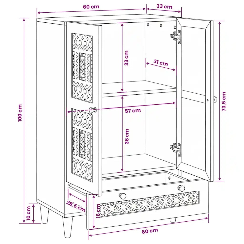vidaXL Credenza con cassetto con porta Marrone chiaro 60 x 33 x 100 cm