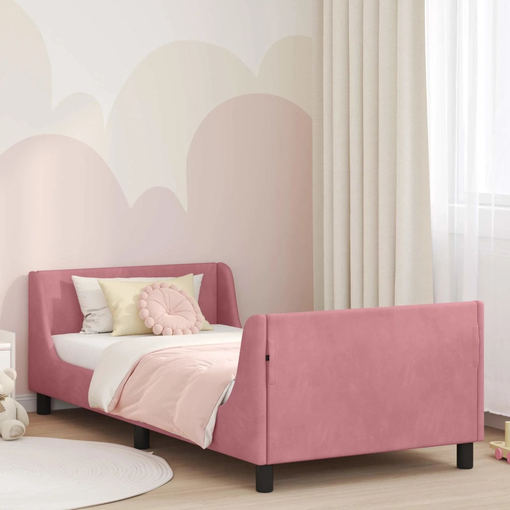 Struttura letto bambini con testata-Giroletto per bambini Rosa 80 x 200 cm Velluto 305159