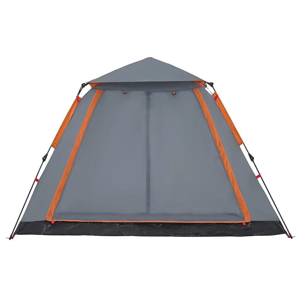 Tenda a Cupola 5 Persone Grigio e Arancione a Rilascio Rapido