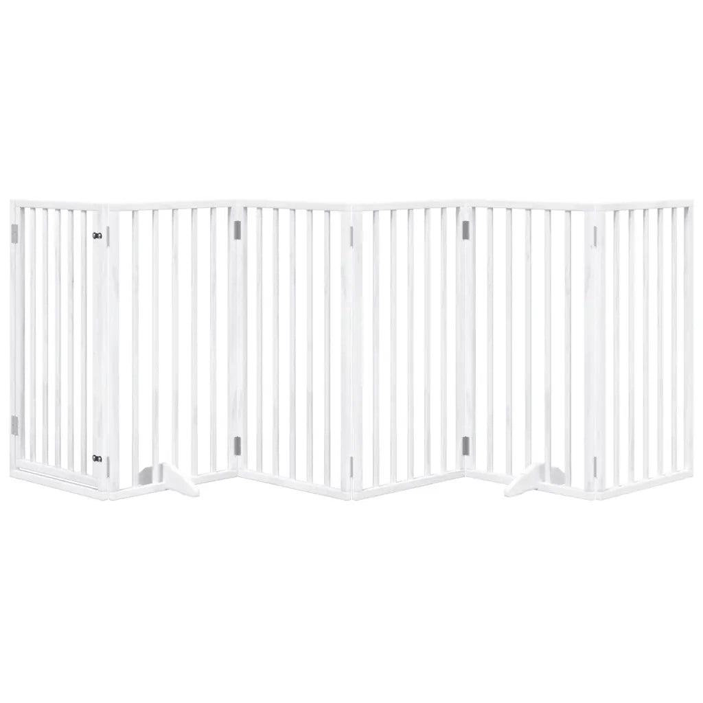 vidaXL Cancello Cani Porta Pieghevole Bianco 6 Pannelli 300 cm Pioppo