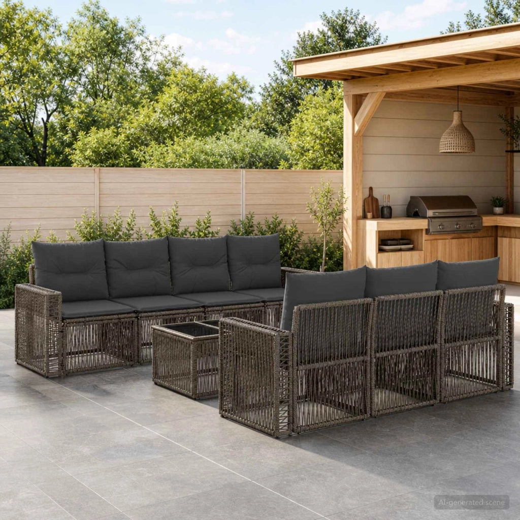 Set Divano da Giardino 8 pz Grigio polyrattan 3435062
