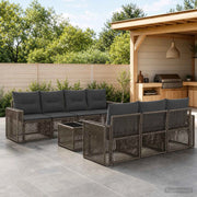 Set Divano da Giardino 8 pz Grigio polyrattan 3435062