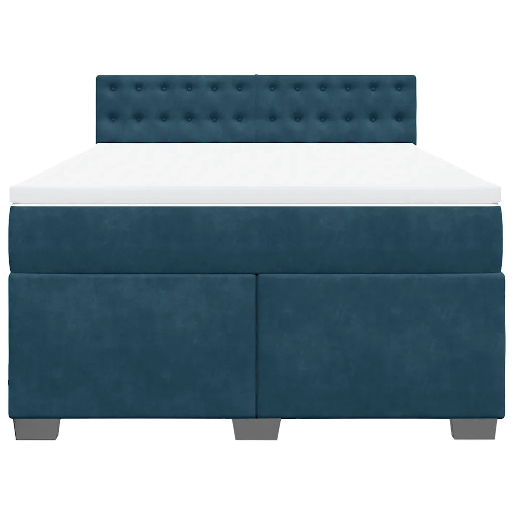 Giroletto a Molle con Materasso Blu 160x200 cm in Velluto