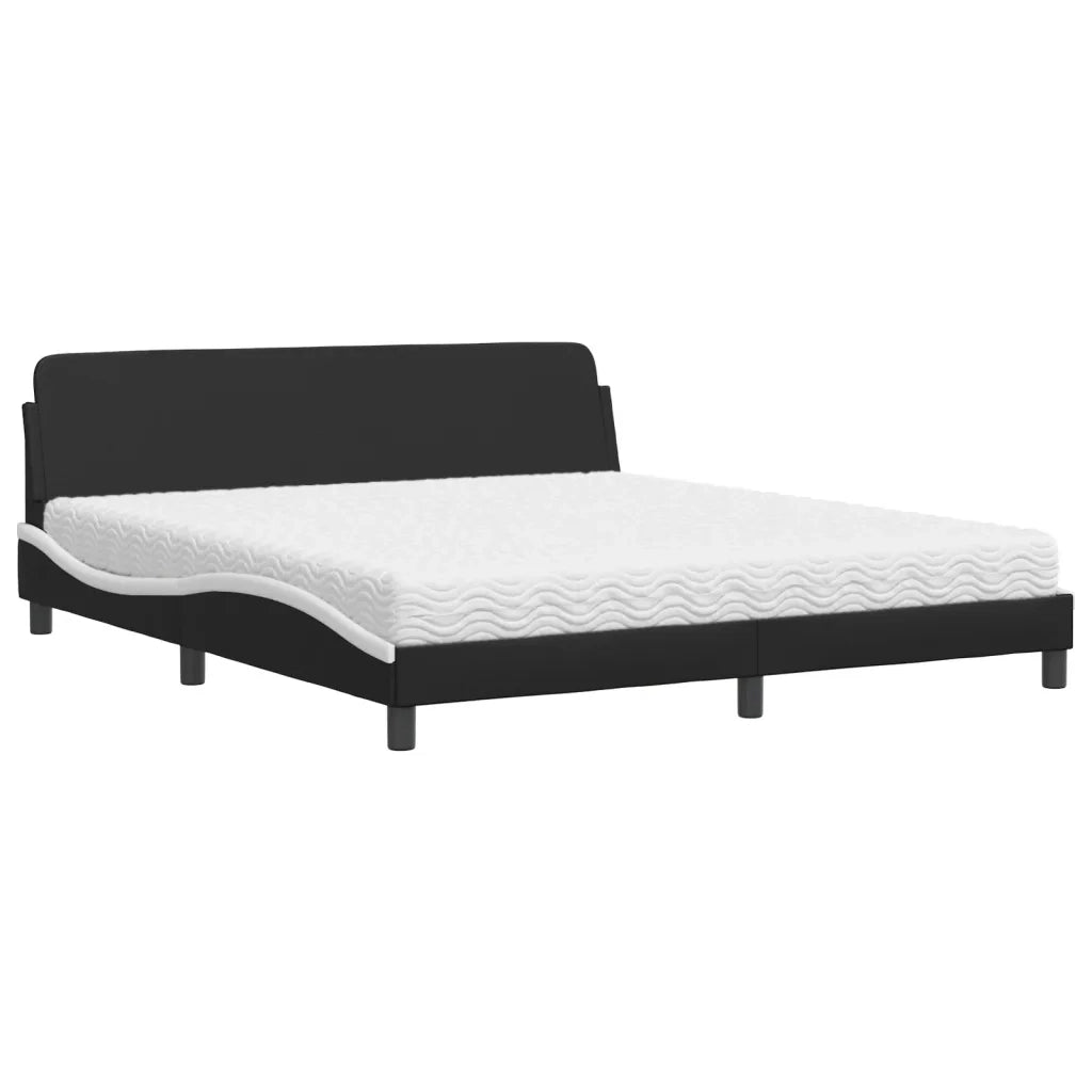 Letto con Materasso Dover Nero e Bianco 180x200 cm in Similpelle 3208462