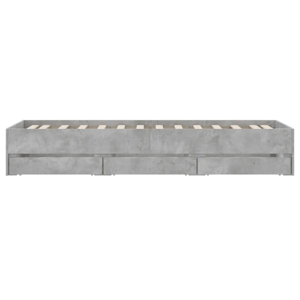 Letto singolo | Letto per adulti | Giroletto Cassetti Grigio Cemento 90x200 cm Legno Multistrato