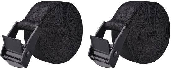Cinturoni di sostegno per bicicletta, motocicletta e bagagli, 25 mm di larghezza, carico massimo 200 kg, cinturoni regolabili, cinghie di fissaggio in acciaio inox, lunghezza 2 m, colore nero, dimensione 25 mm, quantità 2 pezzi.
