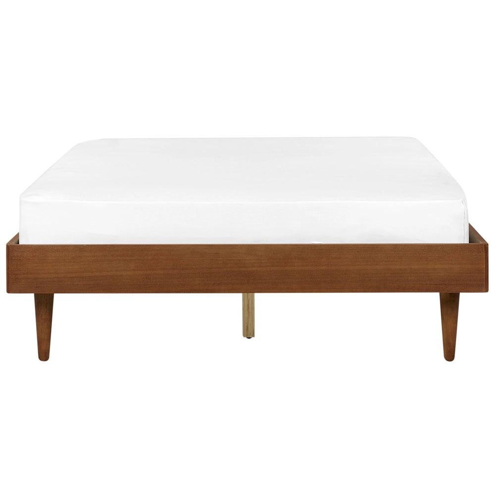 Letto marrone in legno di frassino UE Dimensioni doppie 4ft6 senza testata con luce LED Base a doghe Stile rustico minimalista