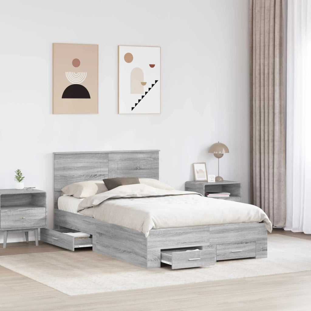 Struttura del letto con testiera Grigio Sonoma 120 x 200 cm 3408295
