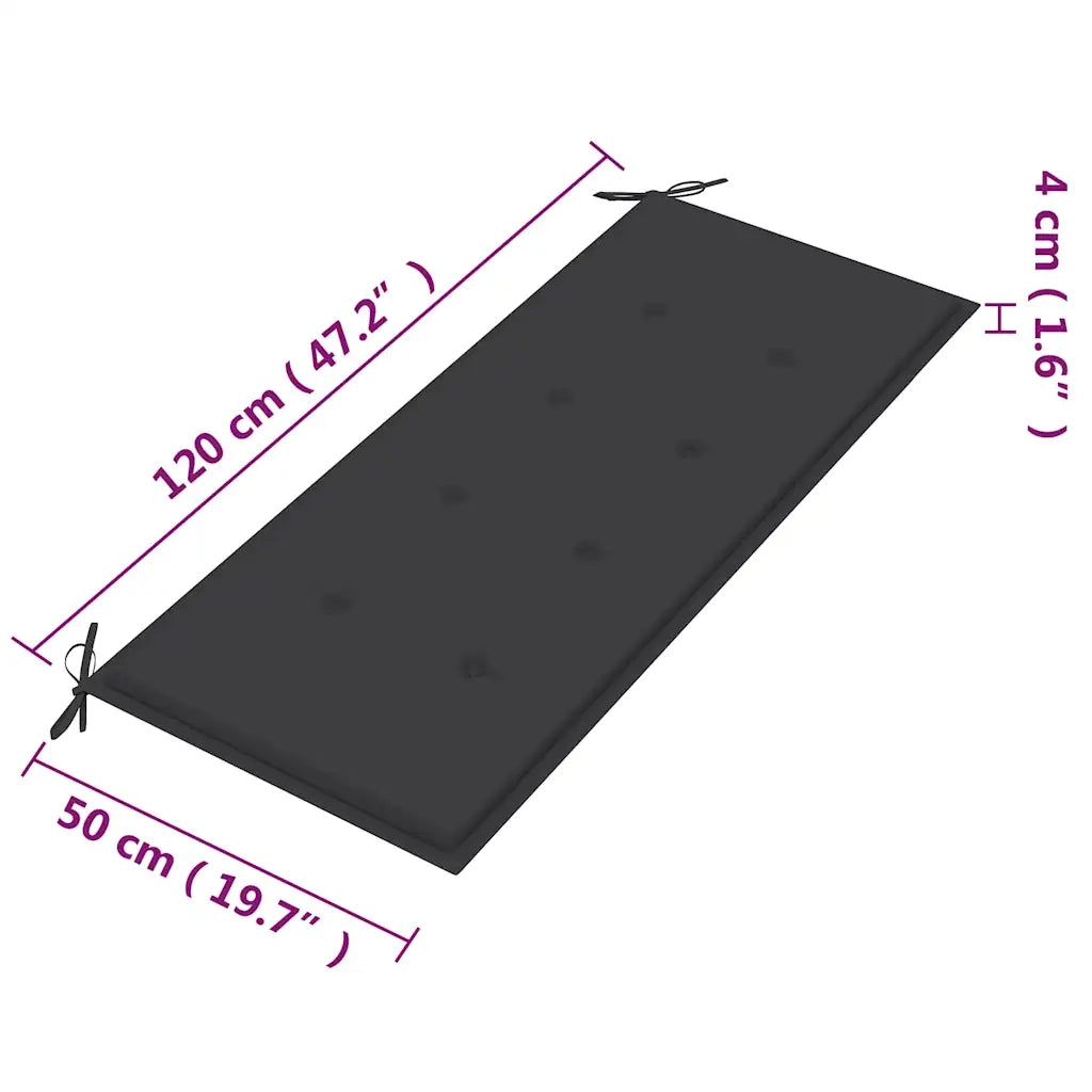 Panchina da Giardino 2Posti e Cuscino 120cm  Massello Eucalipto 3060969