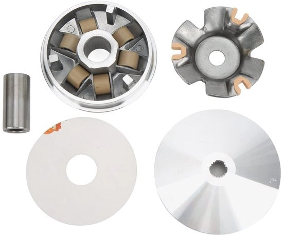 Kit di Variatore a Rulli di Alta Qualità per Motocicletta/Scopino/Biciletta - Adatto per GY6-125/150/157CC - Incluso 3 Coperture Laterali/1 Copertura/6 Assi - Realizzato in Metallo - Kit di Transmissione