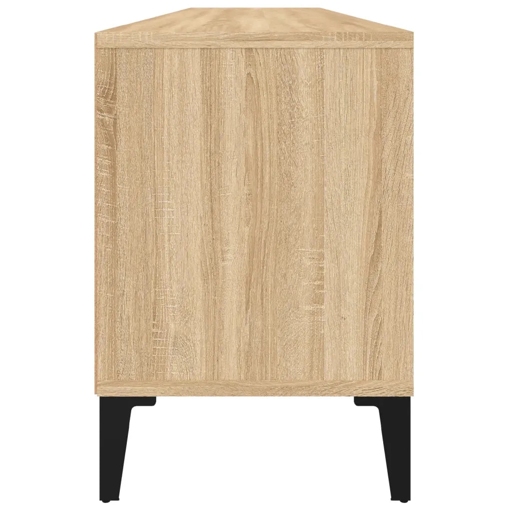 Mobile porta TV classico con vano contenitore per soggiorno 150 x 30 x 44 cm realizzato in legno composito di rovere Sonoma 02_0049187