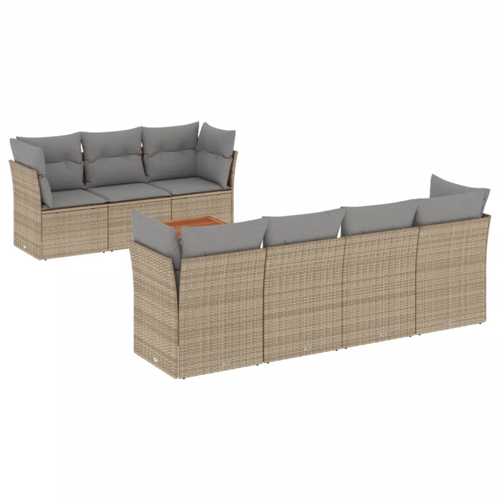 Set Divano da Giardino 8 pz con Cuscini Beige Misto Polyrattan 3255835