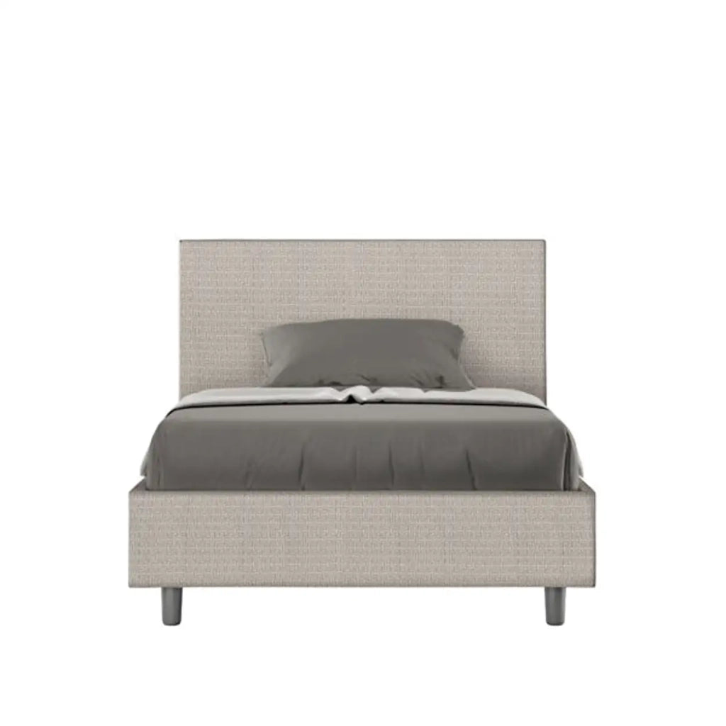 Letto una piazza e mezza con rete imbottito 120x210 tessuto Labirinto 1 bianco Adele