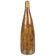 Vaso di terracotta color oro marrone effetto legno forma di bottiglia salotto moderno