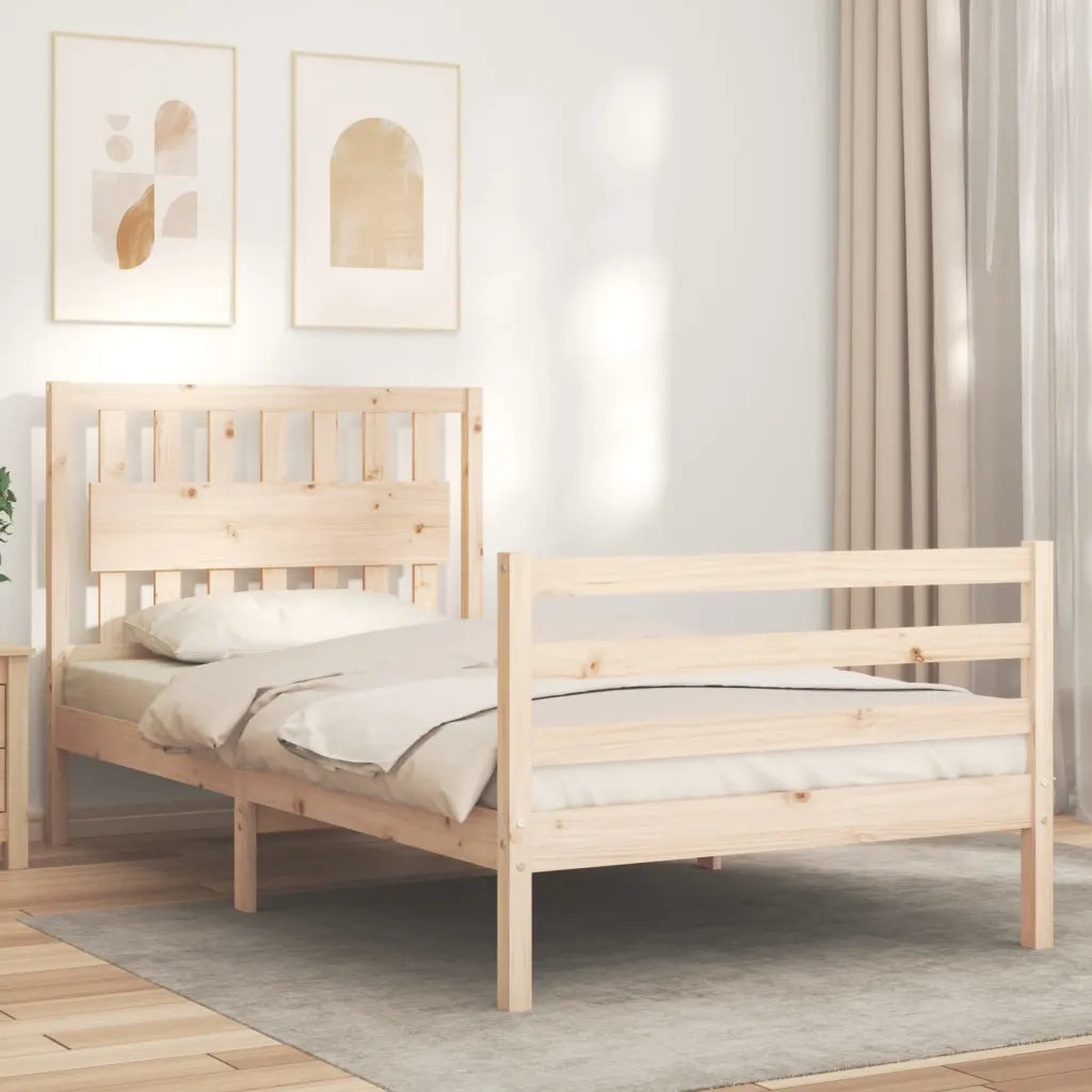 Giroletto con Testiera 100x200 cm in Legno Massello 3194301