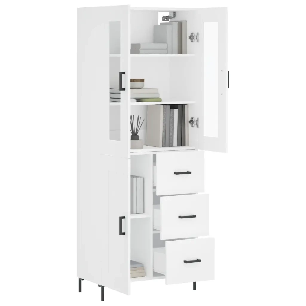 Credenza Bianca 69,5x34x180 cm in Legno Multistrato 3198657