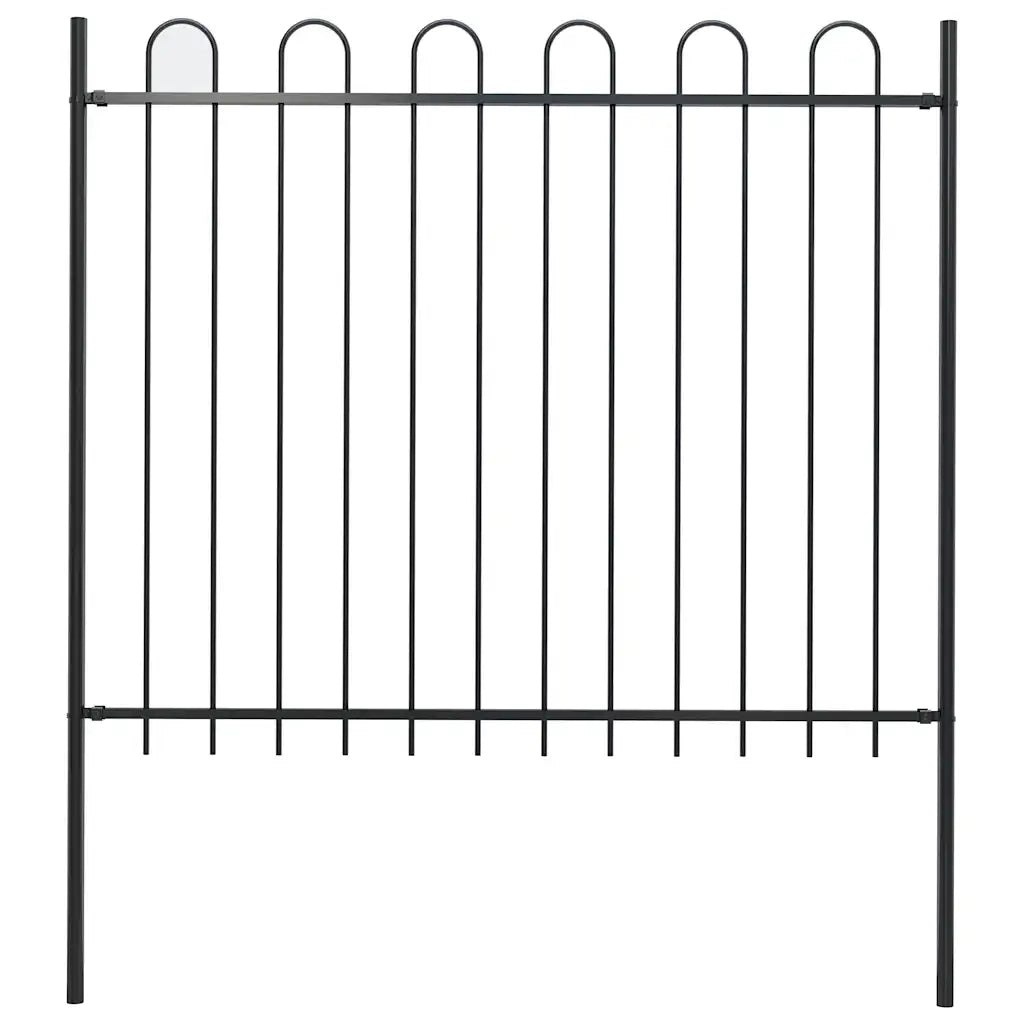 Recinzione da Giardino BOXTEL con Parte Superiore ad Anello in Acciaio 170x150 cm Nero 144932