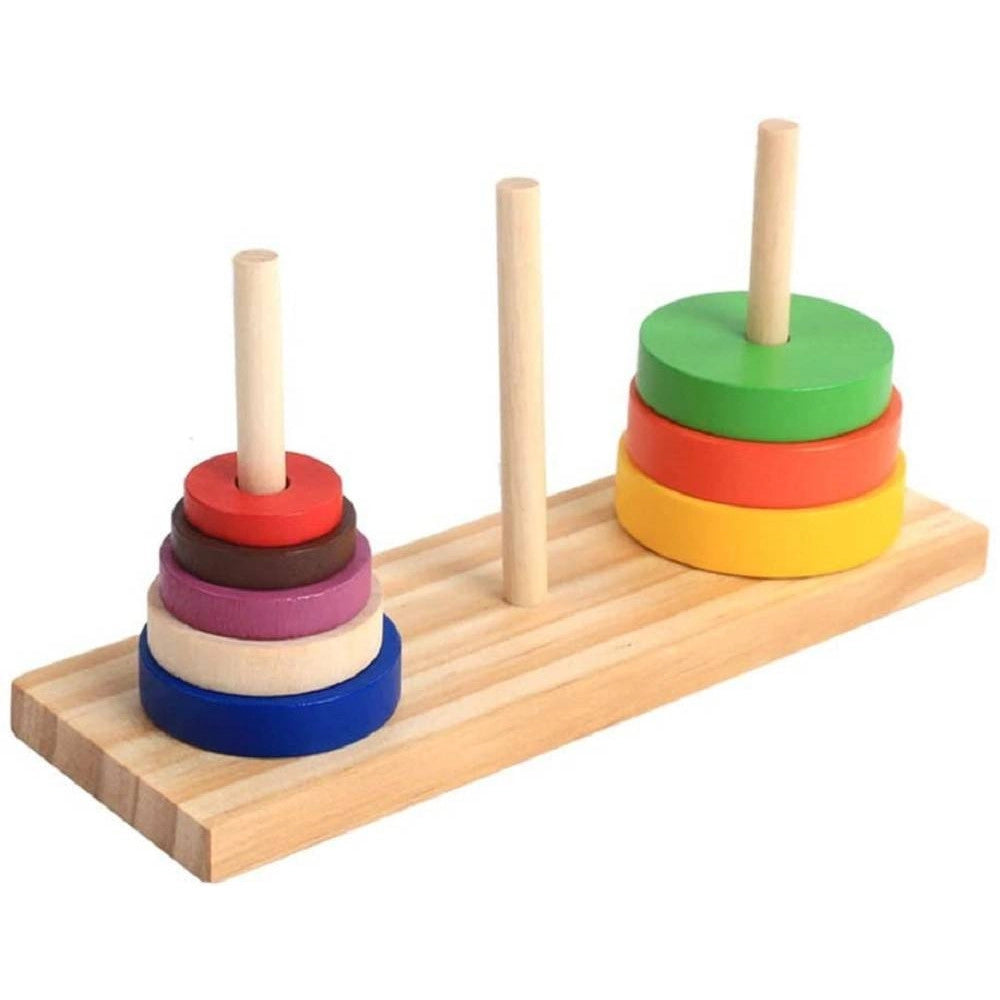 Trade Shop - Set Di Puzzle Legno Anello Colorato Torre Giocattoli Educativi Sviluppo Bambini -