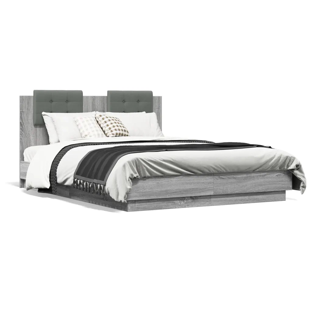 Letto matrimoniale | Letto per adulti | Giroletto Testiera Grigio Sonoma 120x190 cm Legno Multistrato