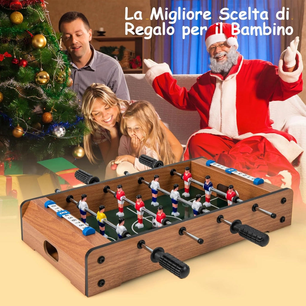 Mini Calcio Balilla, Calcetto da Tavolo Salvaspazio con Maniglie 2 Palloni, Segnapunti, Gioco da Tavolo per Feste per Adulti e Bambini
