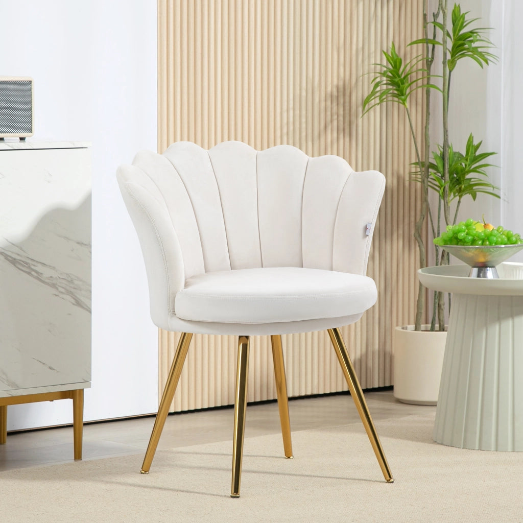 Poltrona in velluto con gambe metallo dorato ¨C Zephmum ¨C Crema