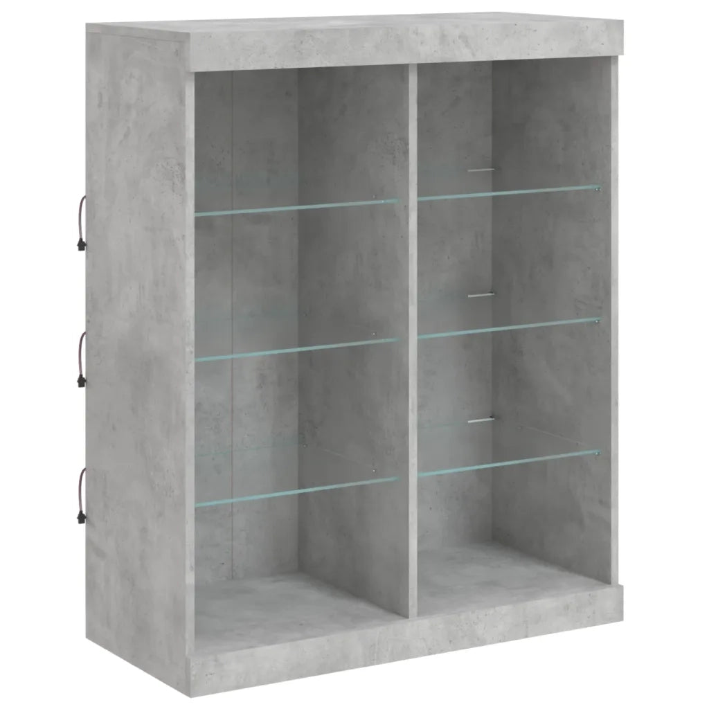 Credenza con Luci LED-Buffet-Armadio da cucina Grigio Cemento 202x37x100 cm