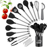 Set di Cucina in Silicone a 23 pezzi - Spatola per Cucina - Spatola e Cucchiaio Antiaderente - Cucina Resistente al Calore