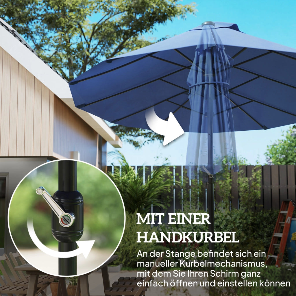 Sonnenschirm da balcone con manovella ¨C zephmum ¨C 455x265 cm, blu