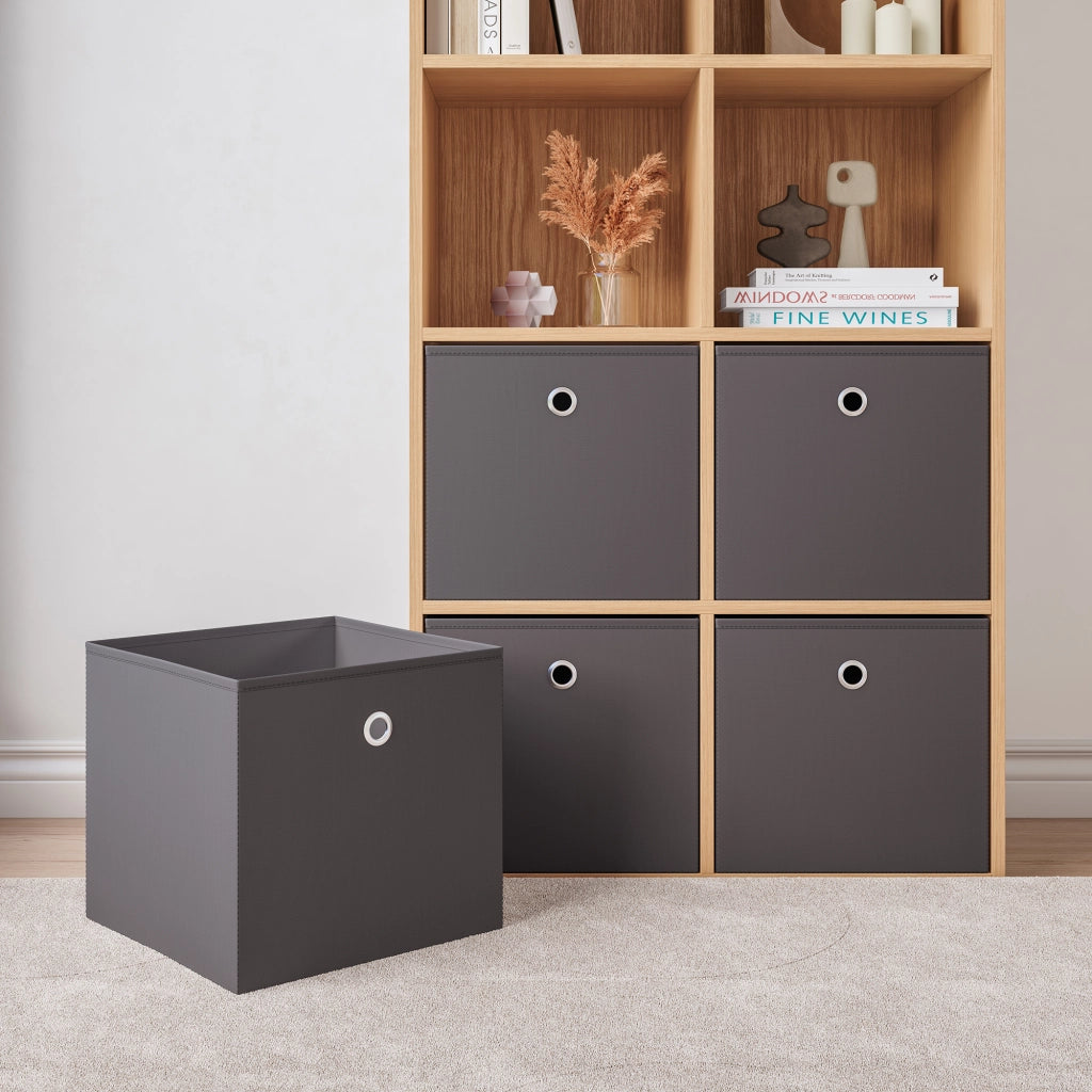 Set di 10 Scatole Pieghevoli Portaoggetti in Tessuto 28 x 30 x 30 cm - Grigio Scuro [en.casa]