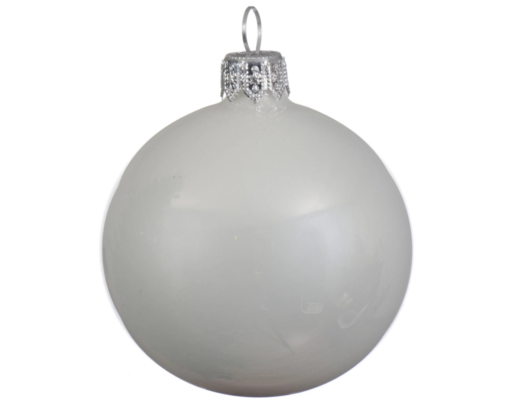 Box Da 6 Palline Di Natale Bianco Lucido 8 Cm