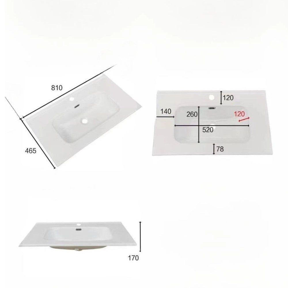 Lavabo da appoggio 81x46.5x14 cm bianco
